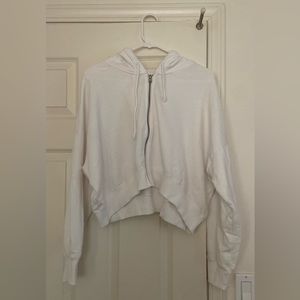 White Cropped zip up